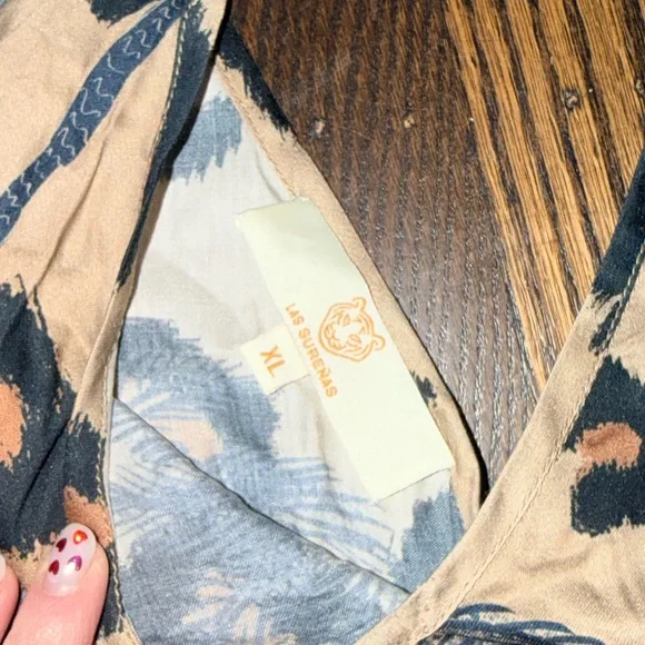 Las Surenas Animal Print Tank Top silk blend XL - Picture 2 of 4